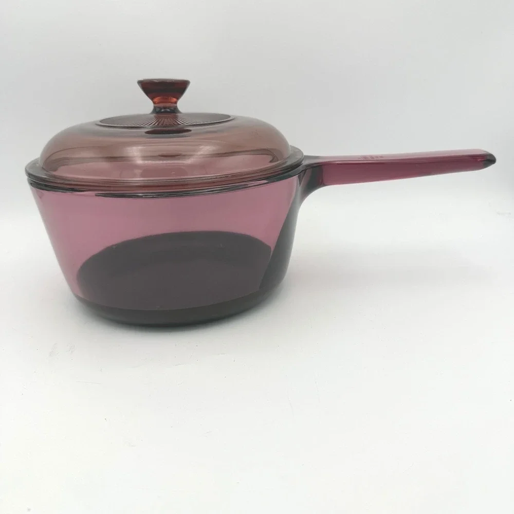 Corning Visions Saucepan 1.5L Cranberry Glass V-1.5-B Pot with Lid